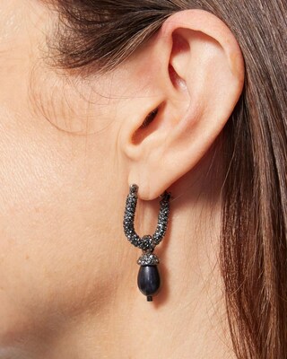 Faux Pearl Pavé Huggie Hoops
