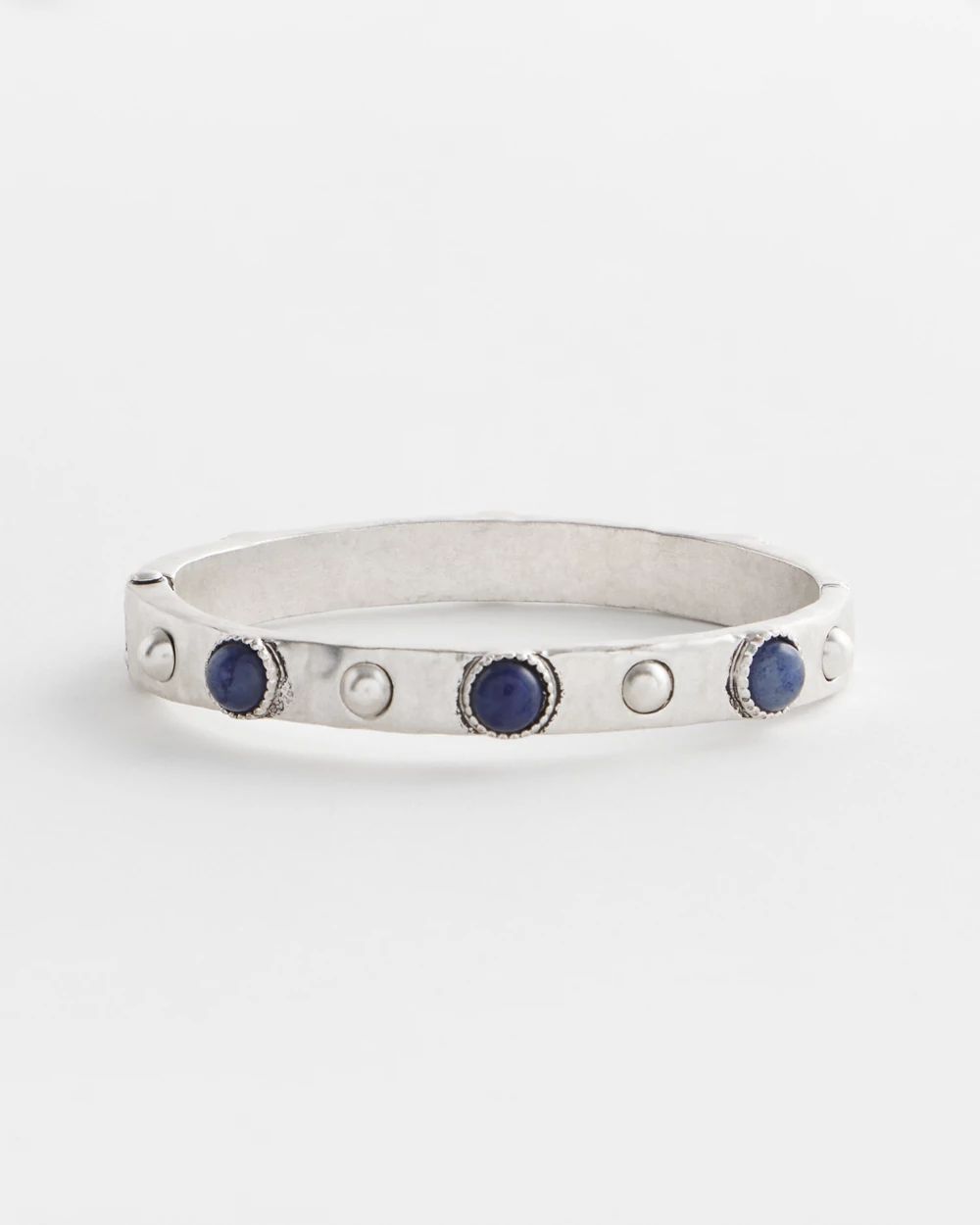Blue Cab Stone Hinge Bangle Bracelet