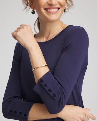 Pima Cotton Crewneck Button Tee click to view larger image.