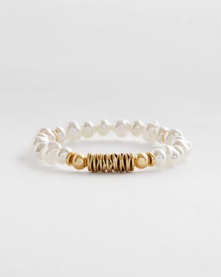 Modern Pearl Gold Tone Hero Bracelet