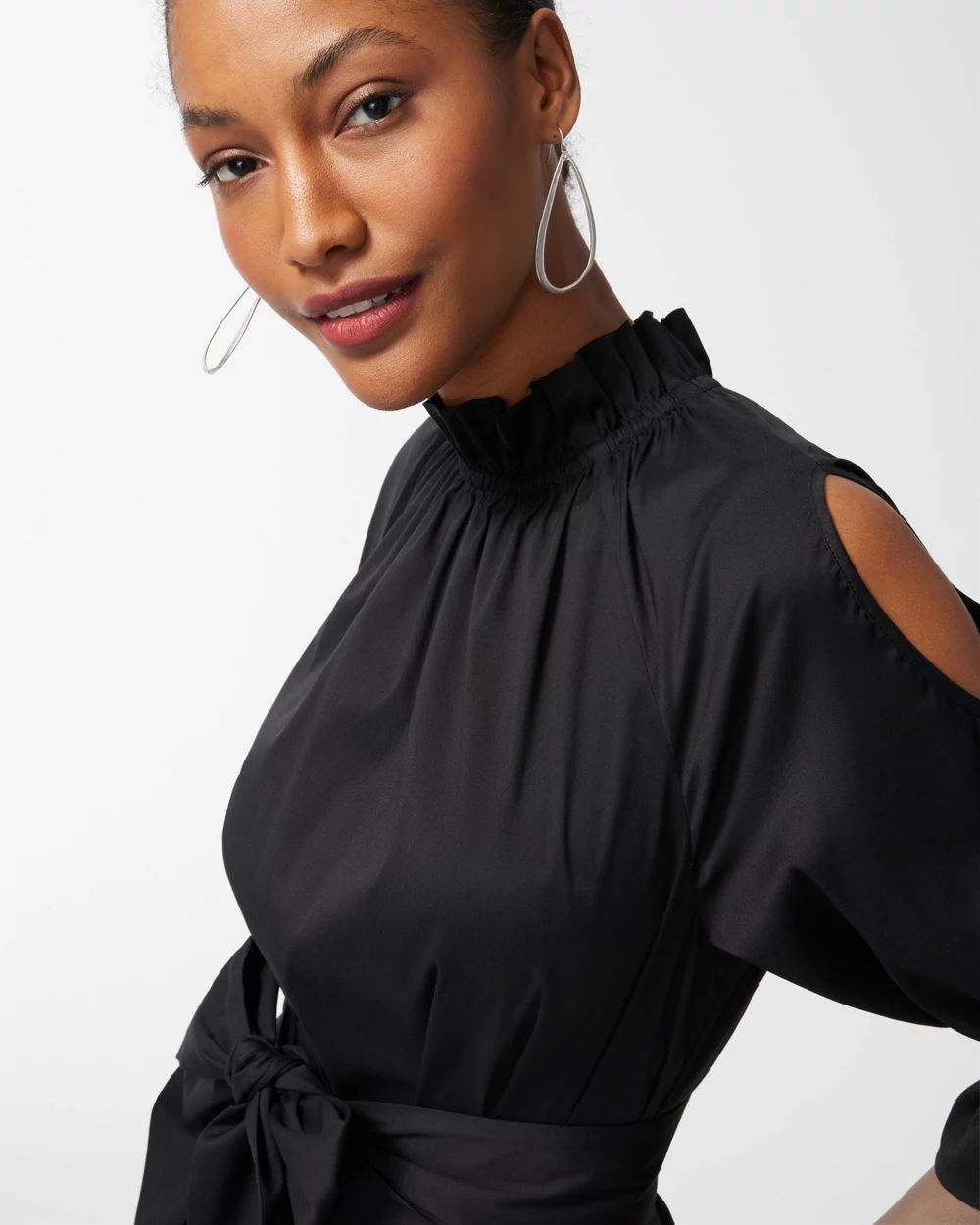 Black Label Poplin Cut Out Sleeve Dress