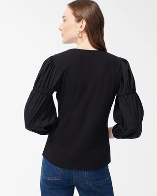 Knit Woven Ribbed Tee
