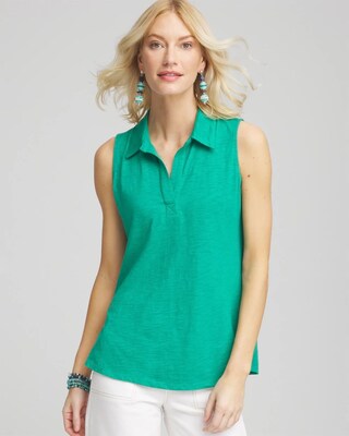 Slub Sleeveless Collared Tunic