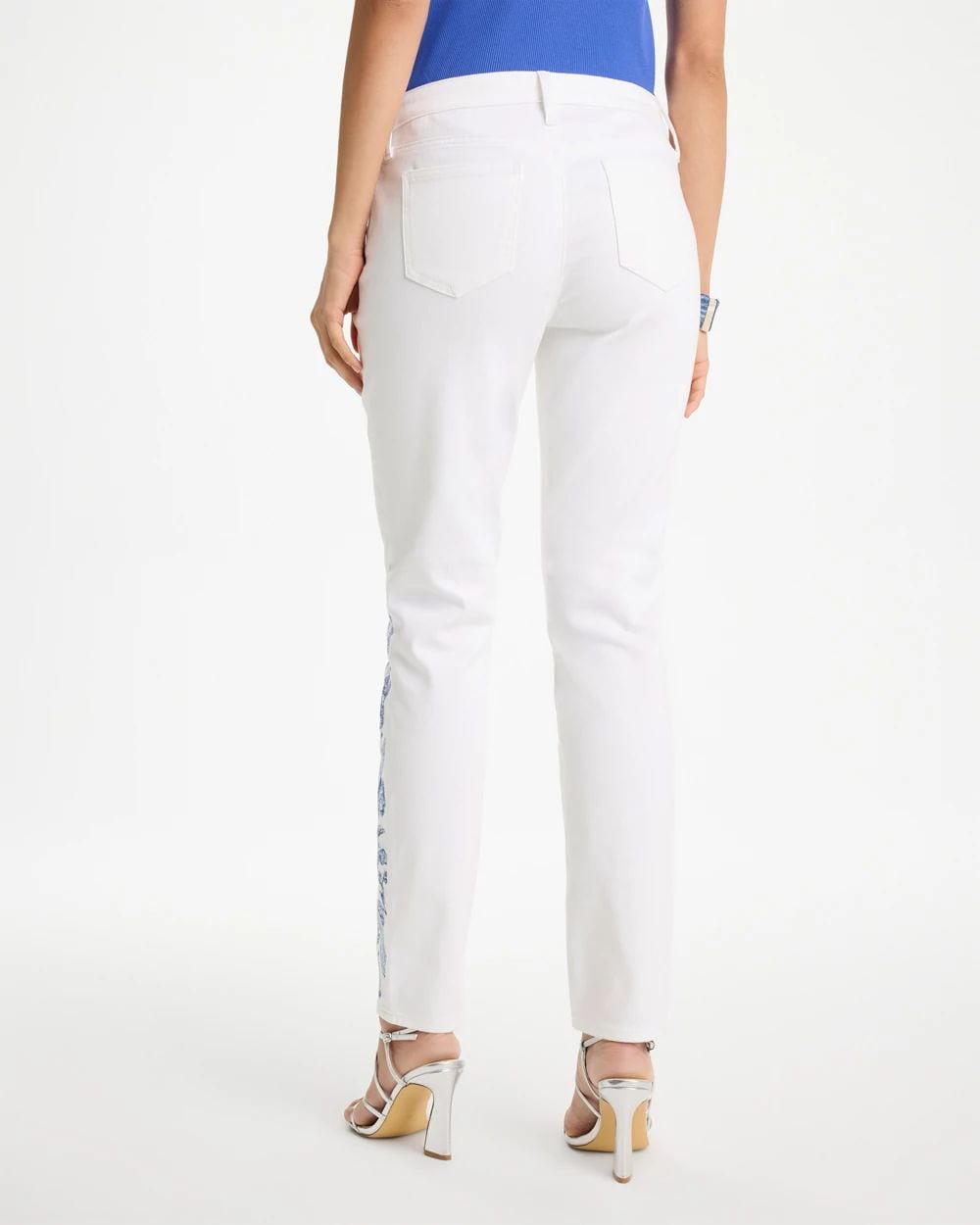 Embroidered Girlfriend Slim Ankle Jeans click to view larger image.