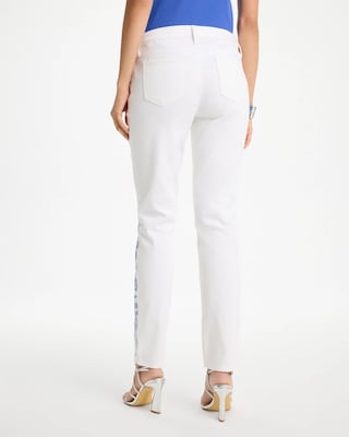 Embroidered Girlfriend Slim Ankle Jeans click to view larger image.