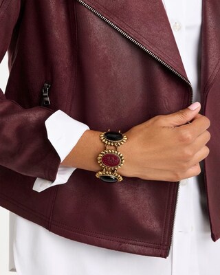 Black Red Cab Toggle Bracelet click to view larger image.