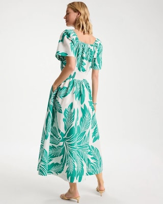 Poplin Cotton Off-Shoulder Printed Dress click to view larger image.