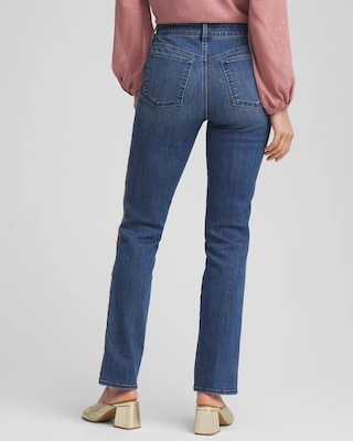 Lace Embroidered Pull-On Straight Jeans