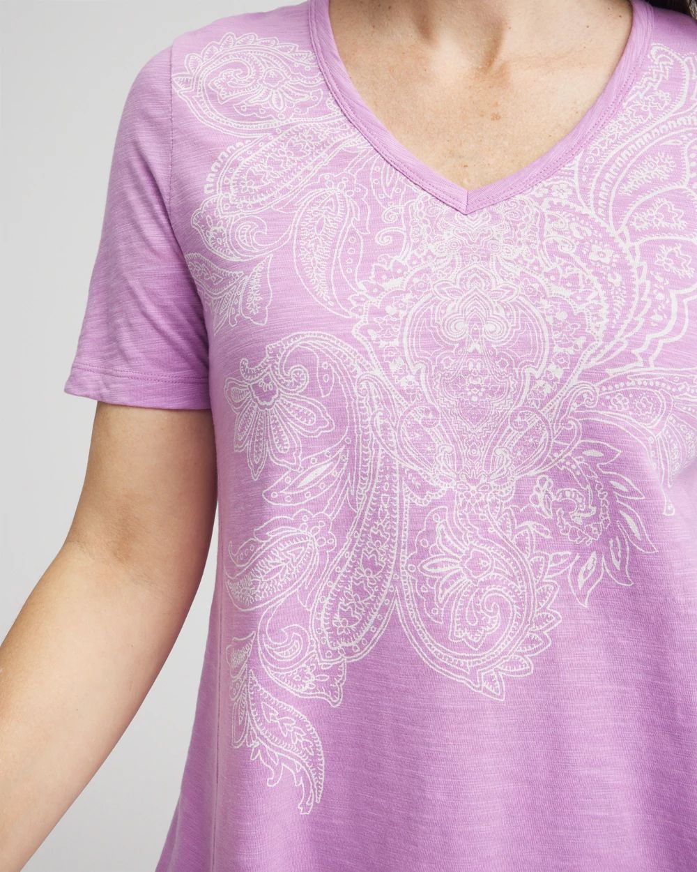 Paisley Slub V-Neck Tee