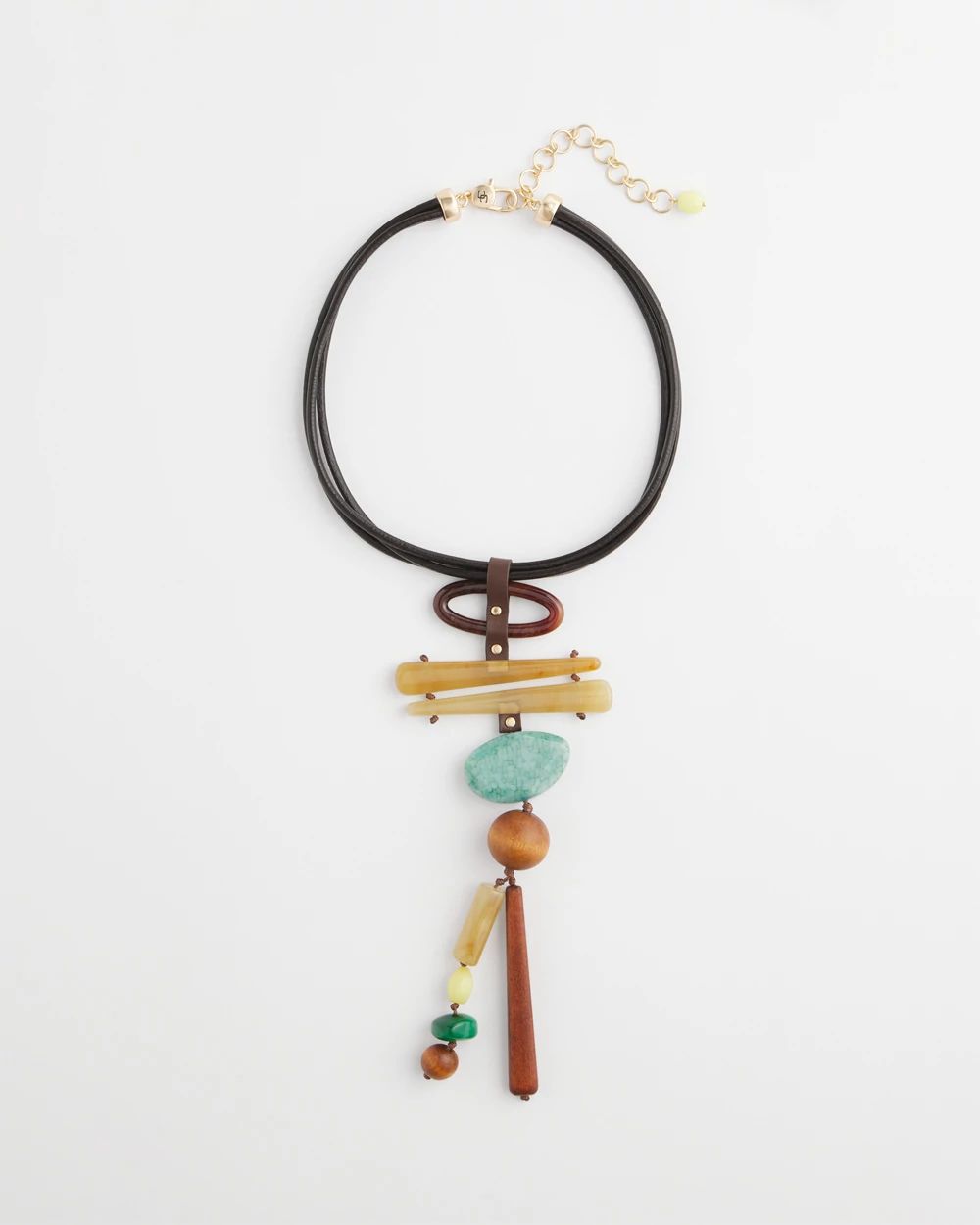 Leather Y-Drop Pendant Necklace