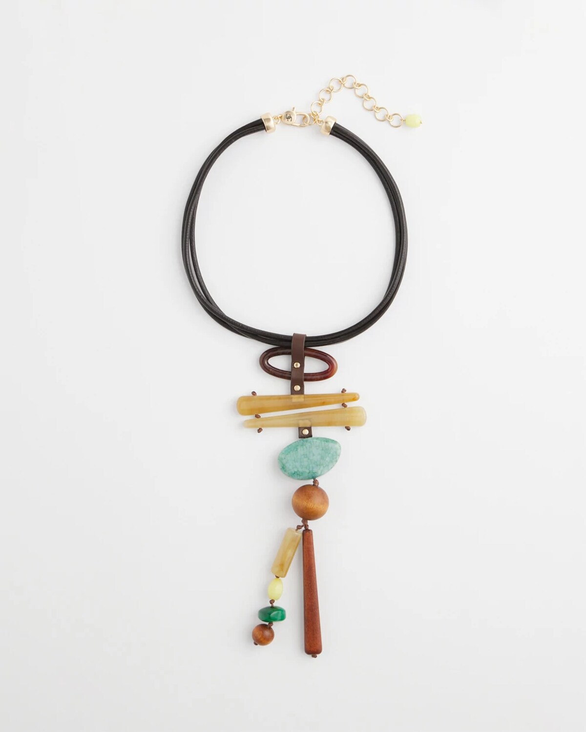 Chico's Leather Y-drop Pendant Necklace In Multi