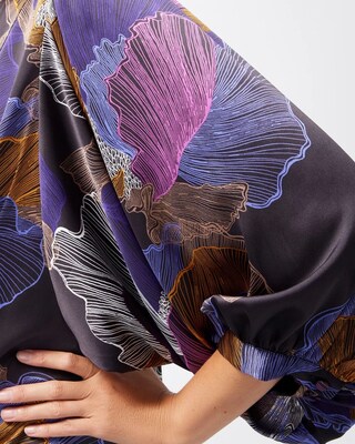 Abstract Print Tie-Front Shirt