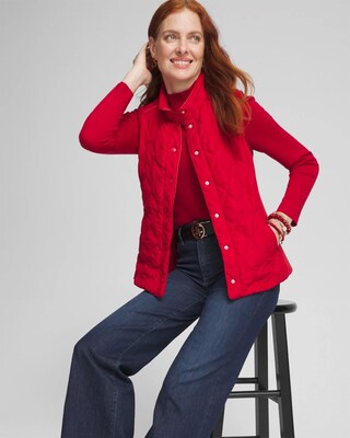 Rib Trim Quilted Vest click to view larger image.