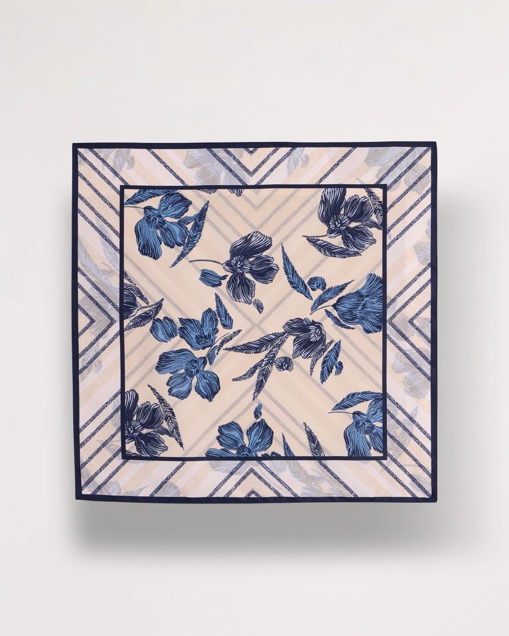Striped Floral Square Scarf
