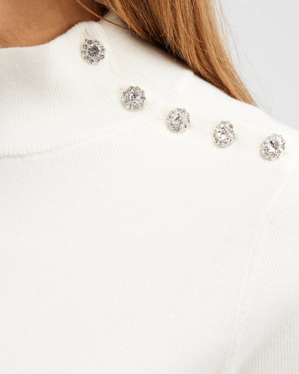 ECOVERO Jeweled Button Sweater