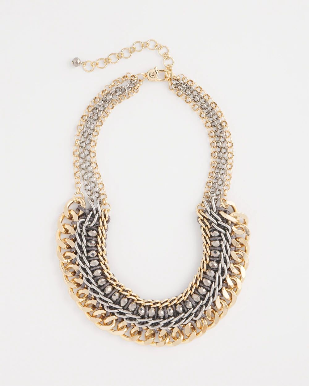 Mixed-Metal Chain Collar Necklace click to view larger image.