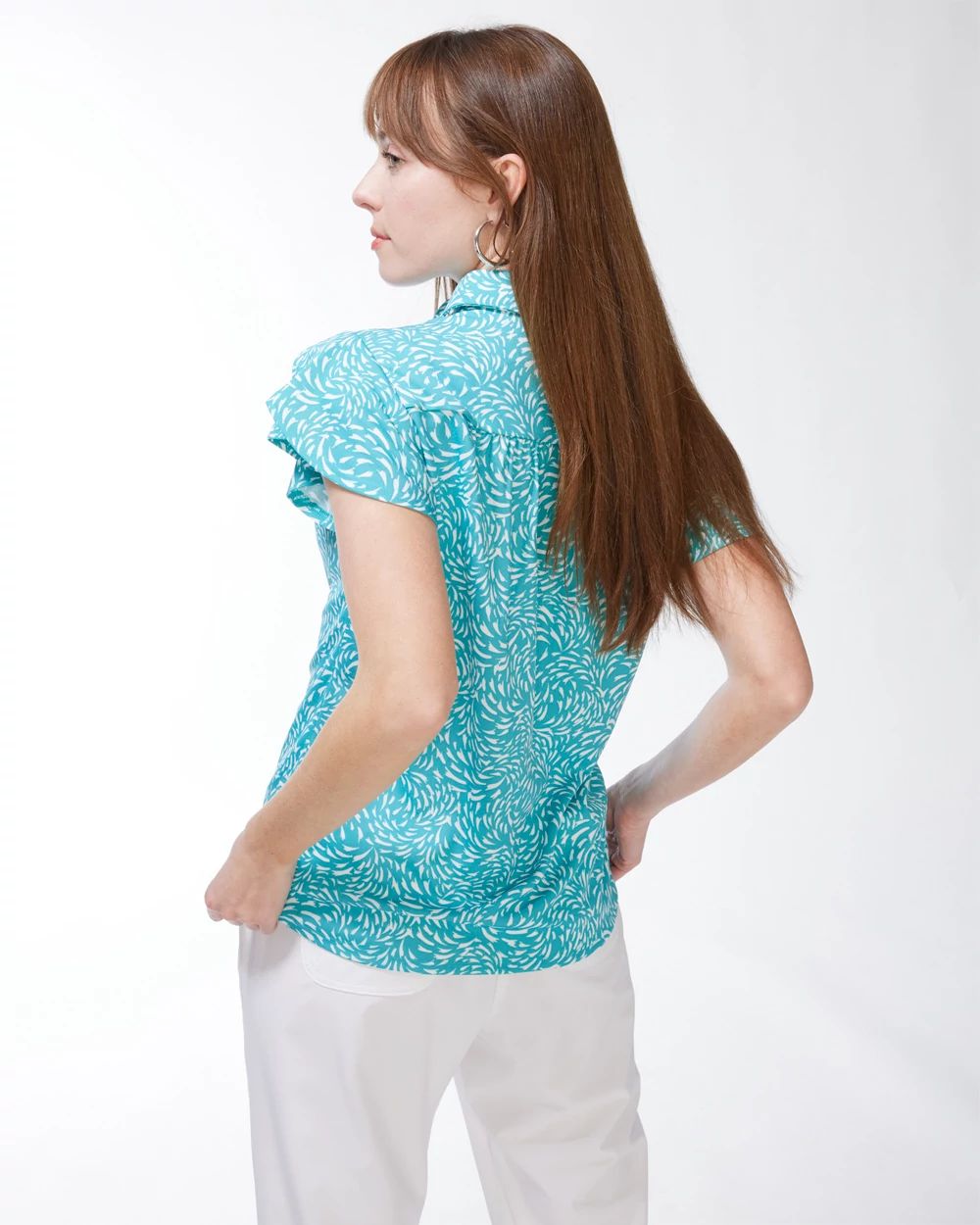 Zenergy Mosaic Flutter Sleeve Top