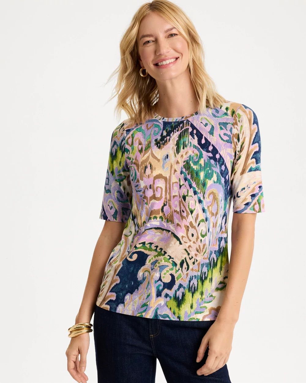 Touch of Cool™ Paisley Elbow Sleeve Tee