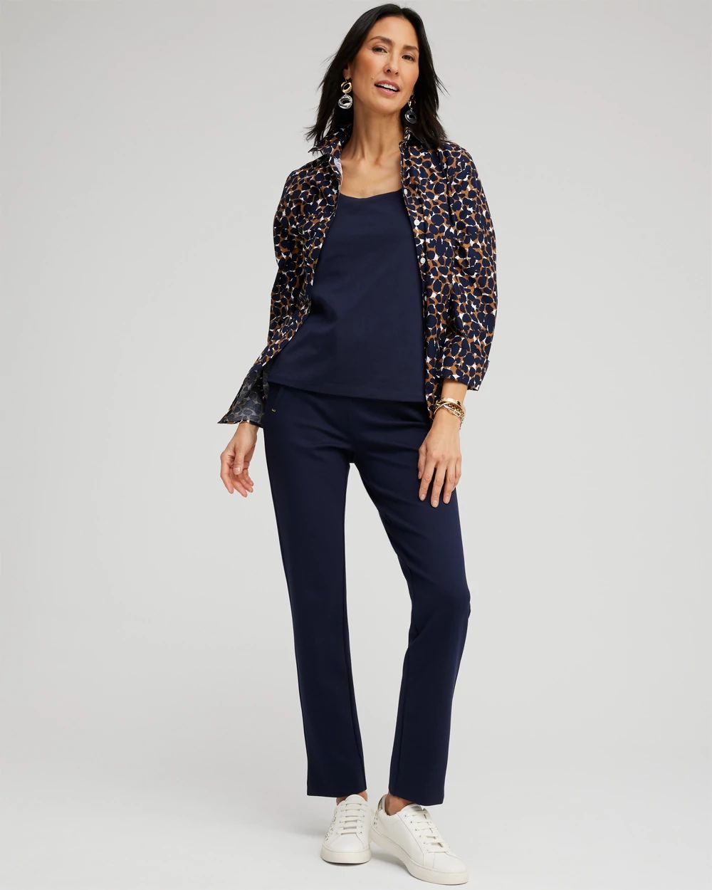 No Iron™ 3/4 Sleeve Mosaic Print Shirt