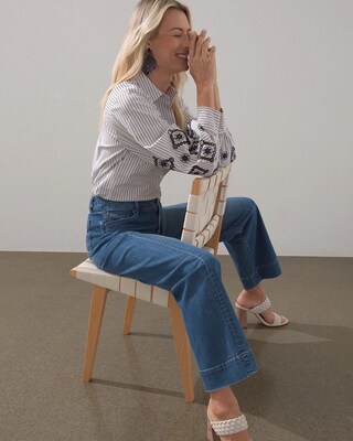 Poplin Embroidered Stripe Tunic