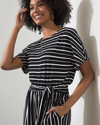 Stripe Short Sleeve Jumpsuit