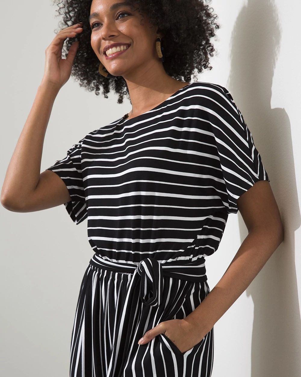 Stripe Short Sleeve Jumpsuit