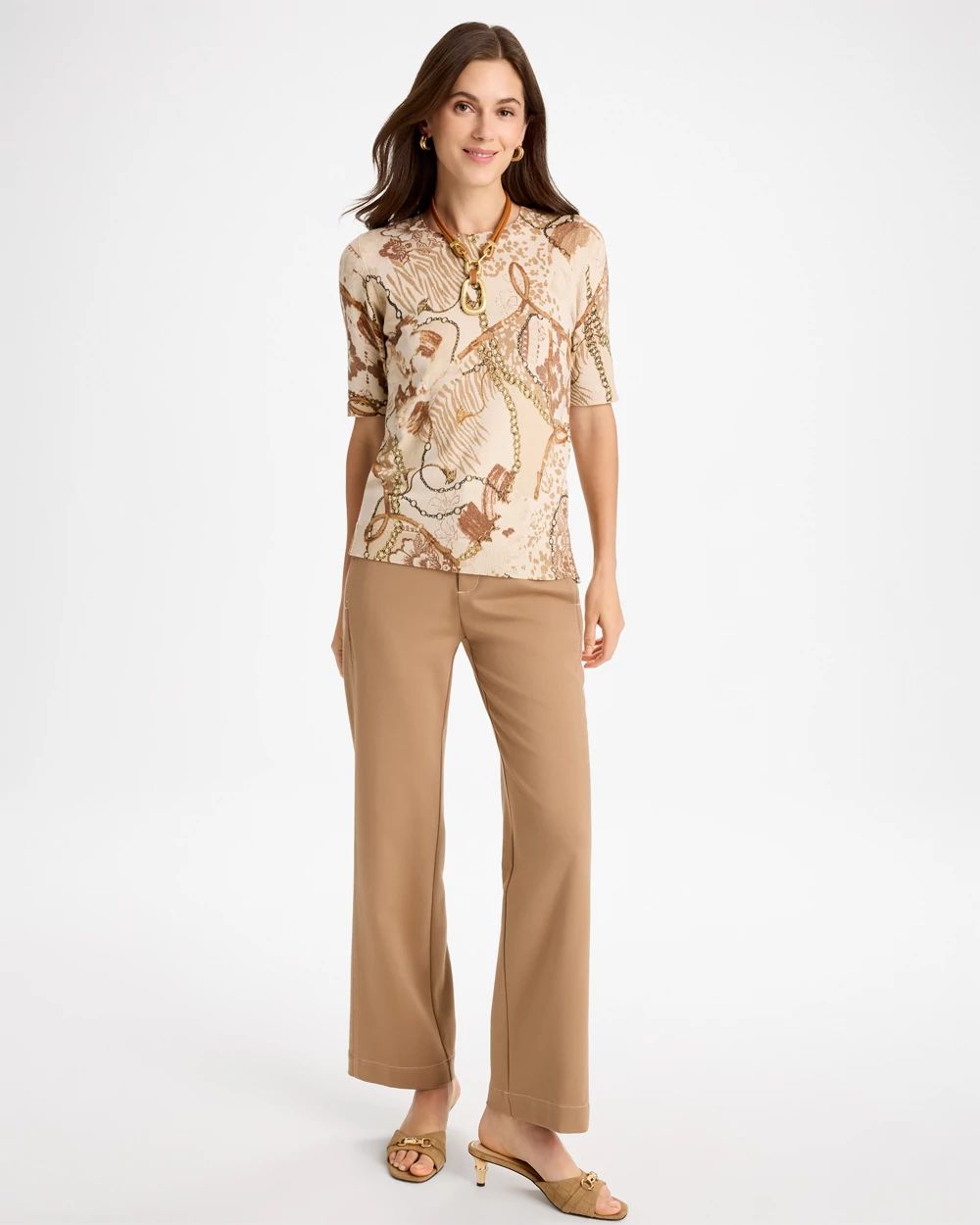Ella Printed Short-Sleeve Sweater click to view larger image.