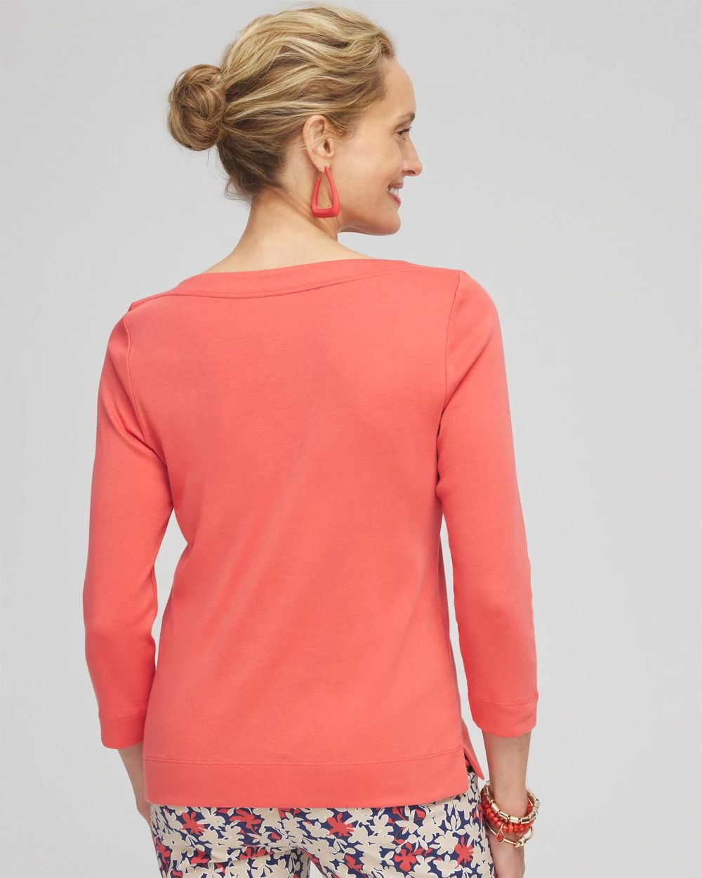 3/4 Sleeve Bateau Neck Tee