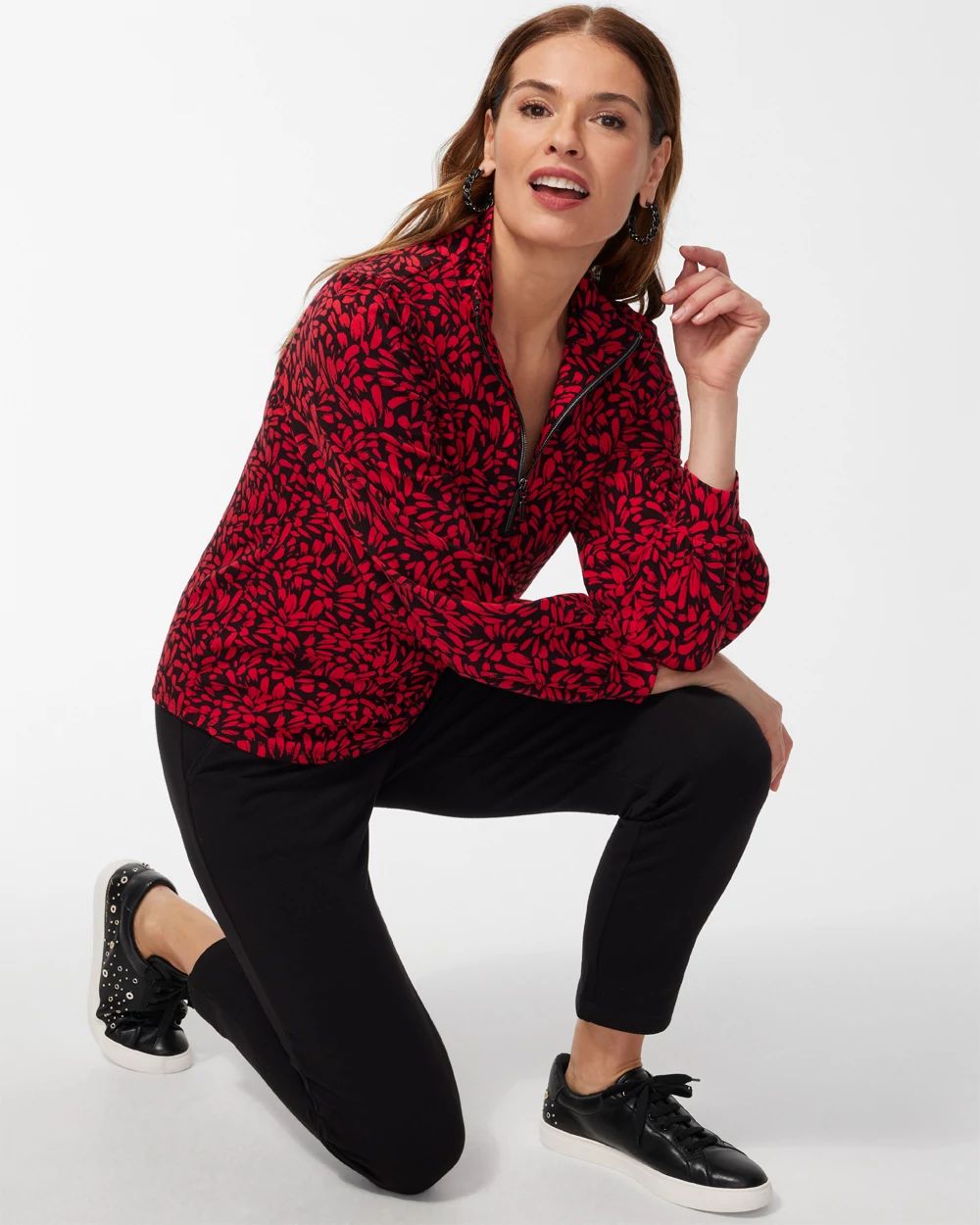Zenergy® French Terry Print Half Zip Pullover