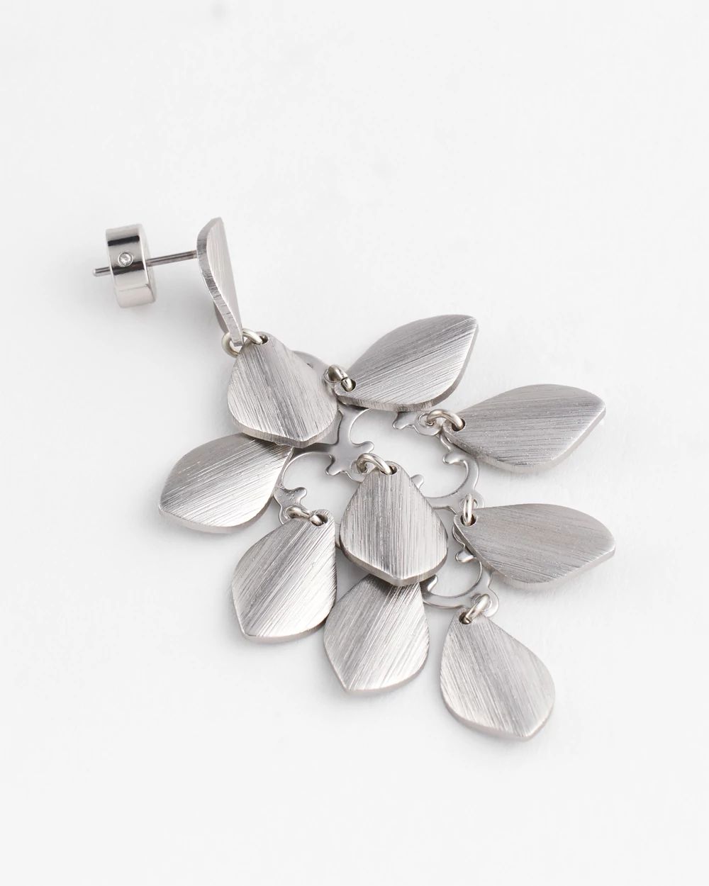 Satin Silver-Tone Chandelier Earrings click to view larger image.