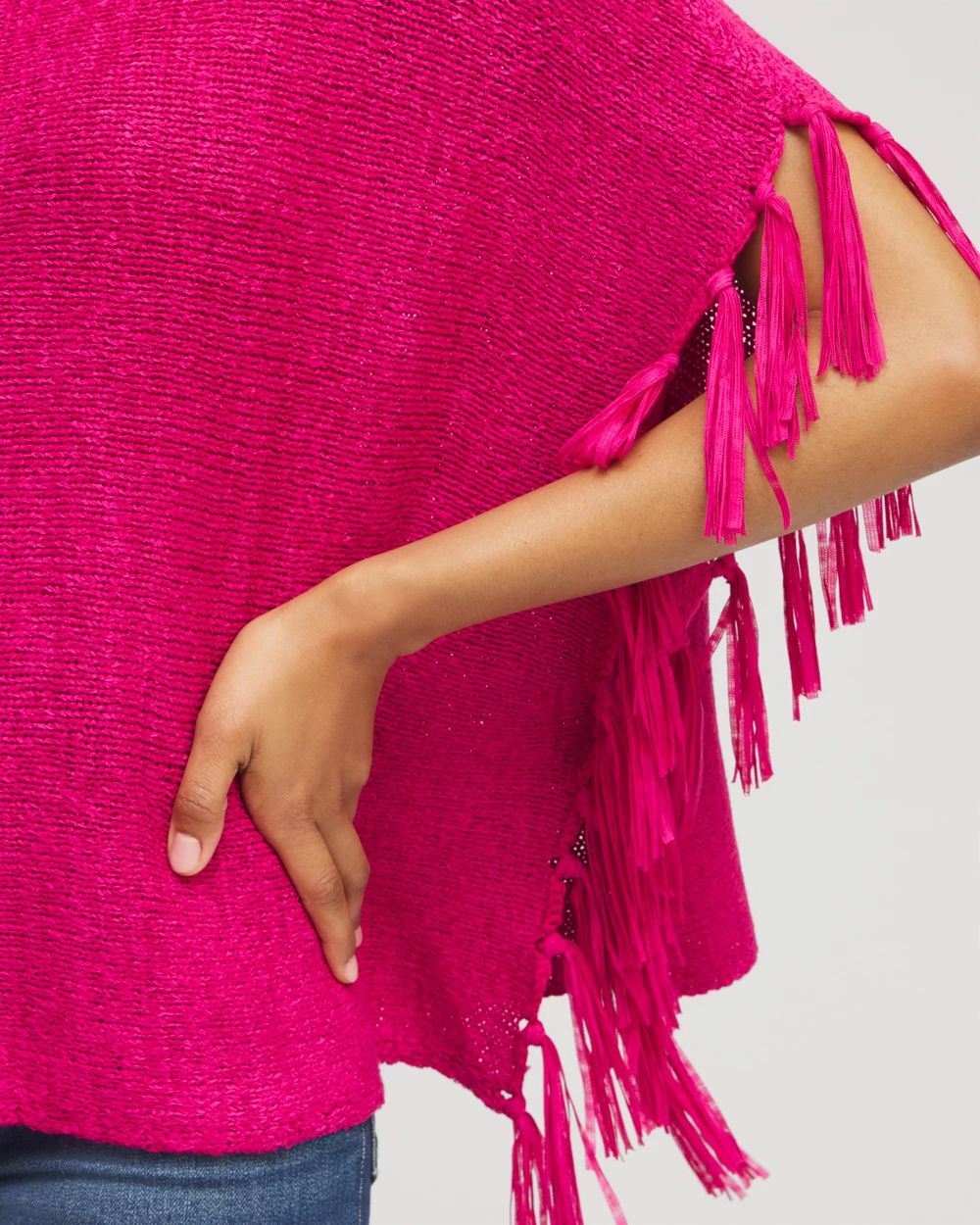 Fringe Knit Poncho click to view larger image.