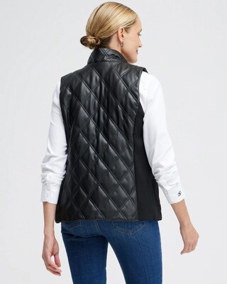 Black Faux Leather Quilted Vest