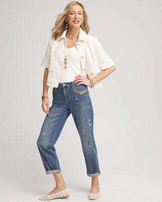 Embellished Cropped Jeans click to view larger image.