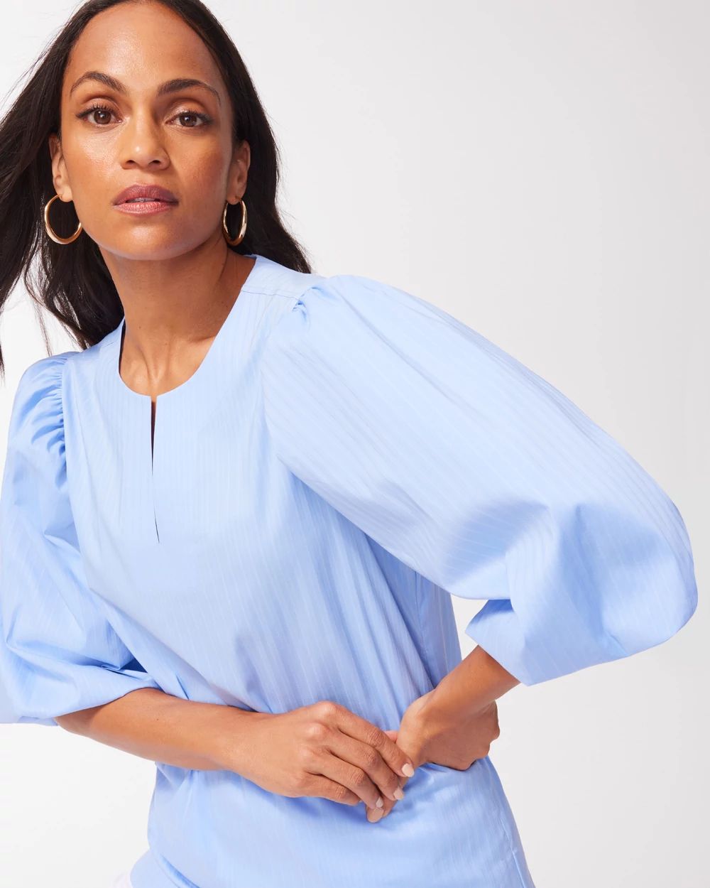 No Iron Stretch Shadow Stripe Top