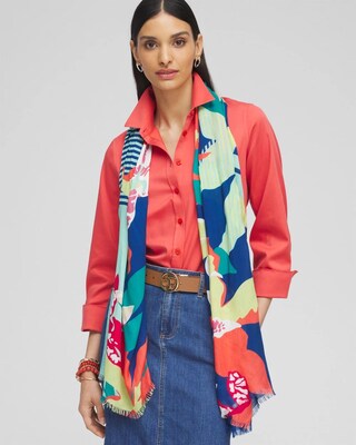 Mixed Floral Oblong Scarf