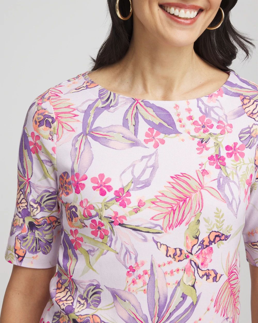 Tropical Floral Pima Tee click to view larger image.