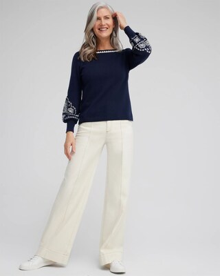 Embroidered Pullover Sweater