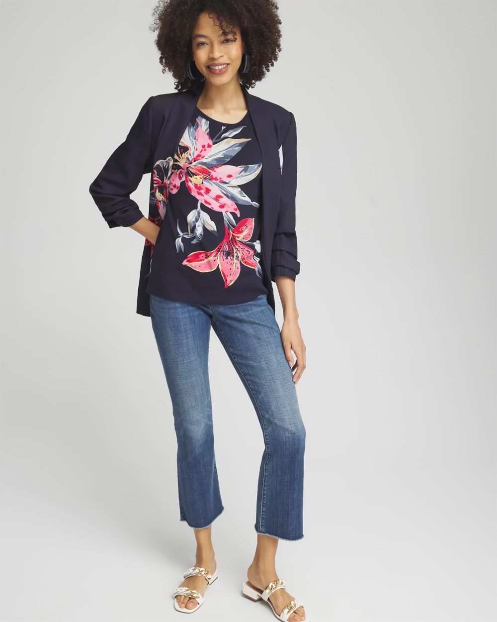 Floral Jewel Neck Tee