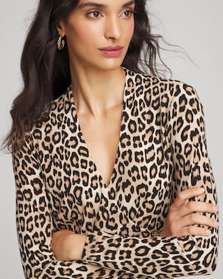 Animal Print Surplice Neck Top click to view larger image.