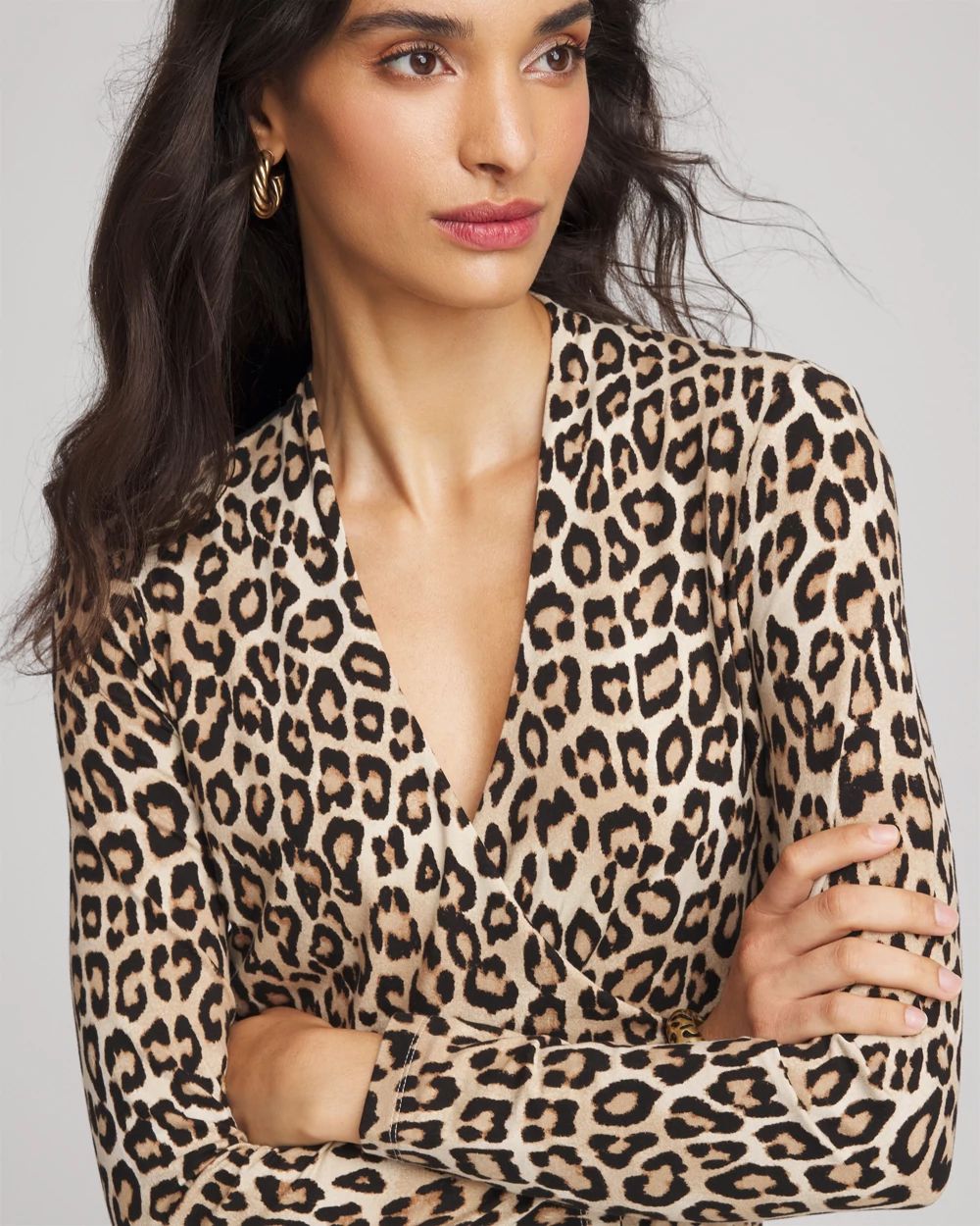 Animal Print Surplice Neck Top