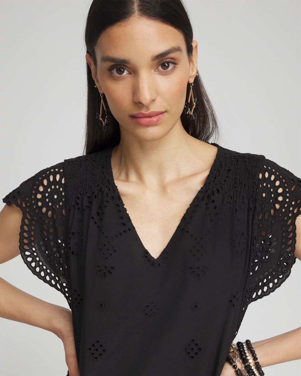 Eyelet Scallop Hem Dress