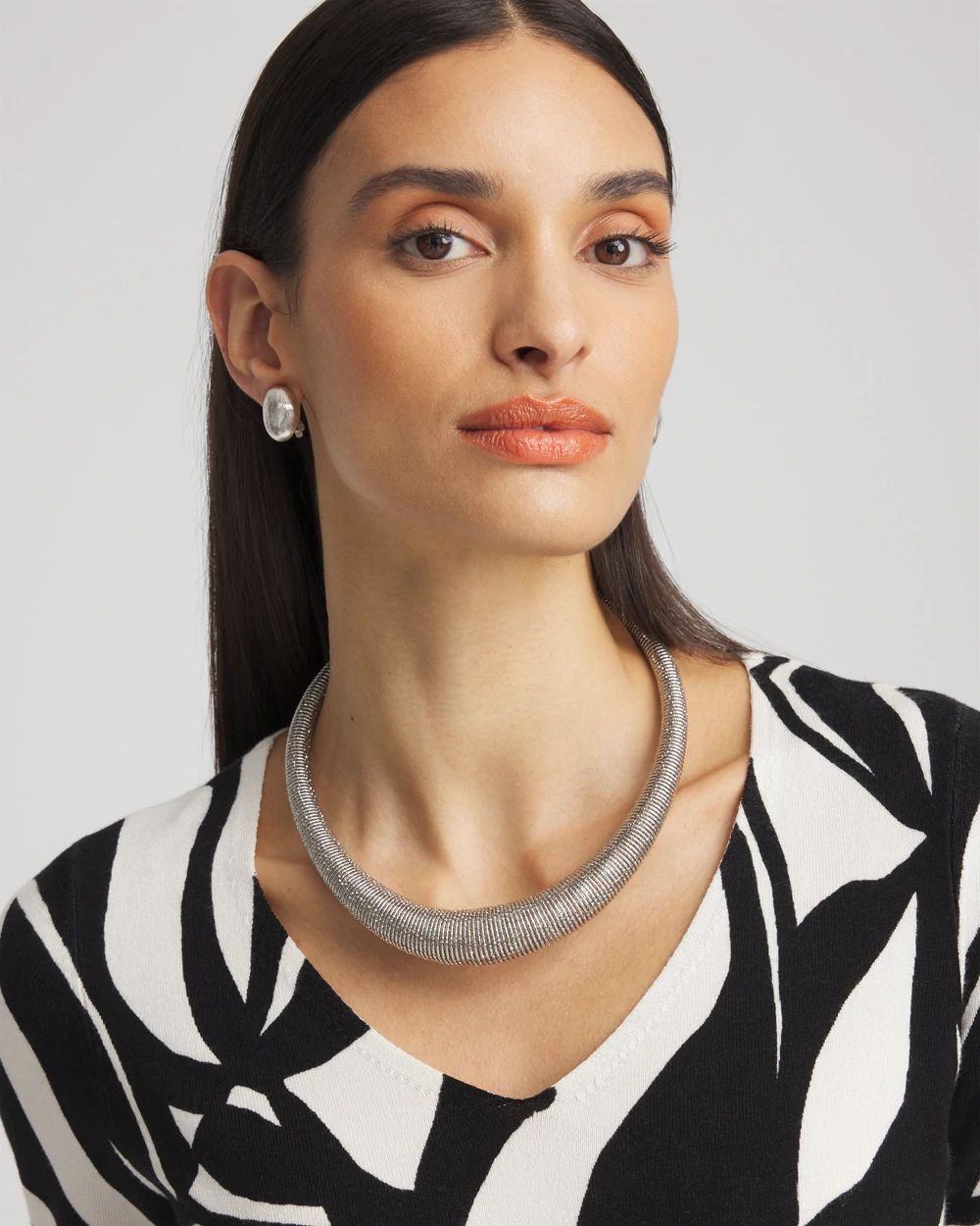 Silver Coil Statement Necklace