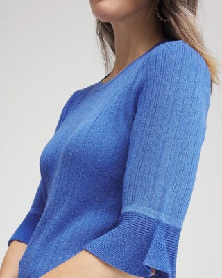 Ruffle Crew-Neck Pullover Sweater click to view larger image.