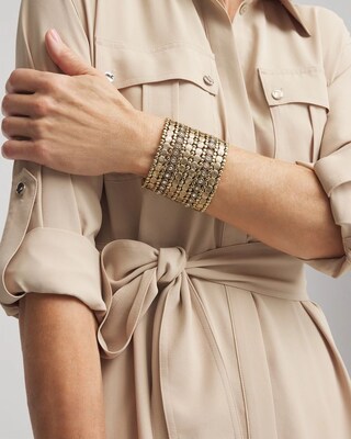 Gold Tone Stretch Cuff Bracelet