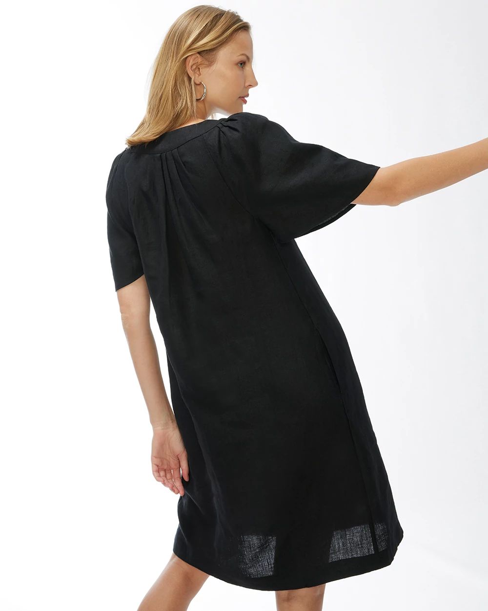 Linen Flutter Sleeve Dress