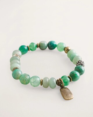 Green Beaded Stretch Bracelet