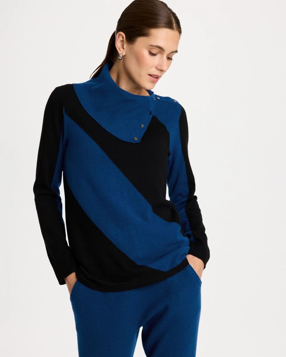 Zenergy® Luxe Intarsia Envelope Neck Pullover