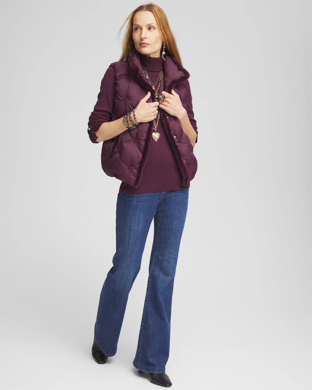 Nylon Fur Trim Puffer Vest