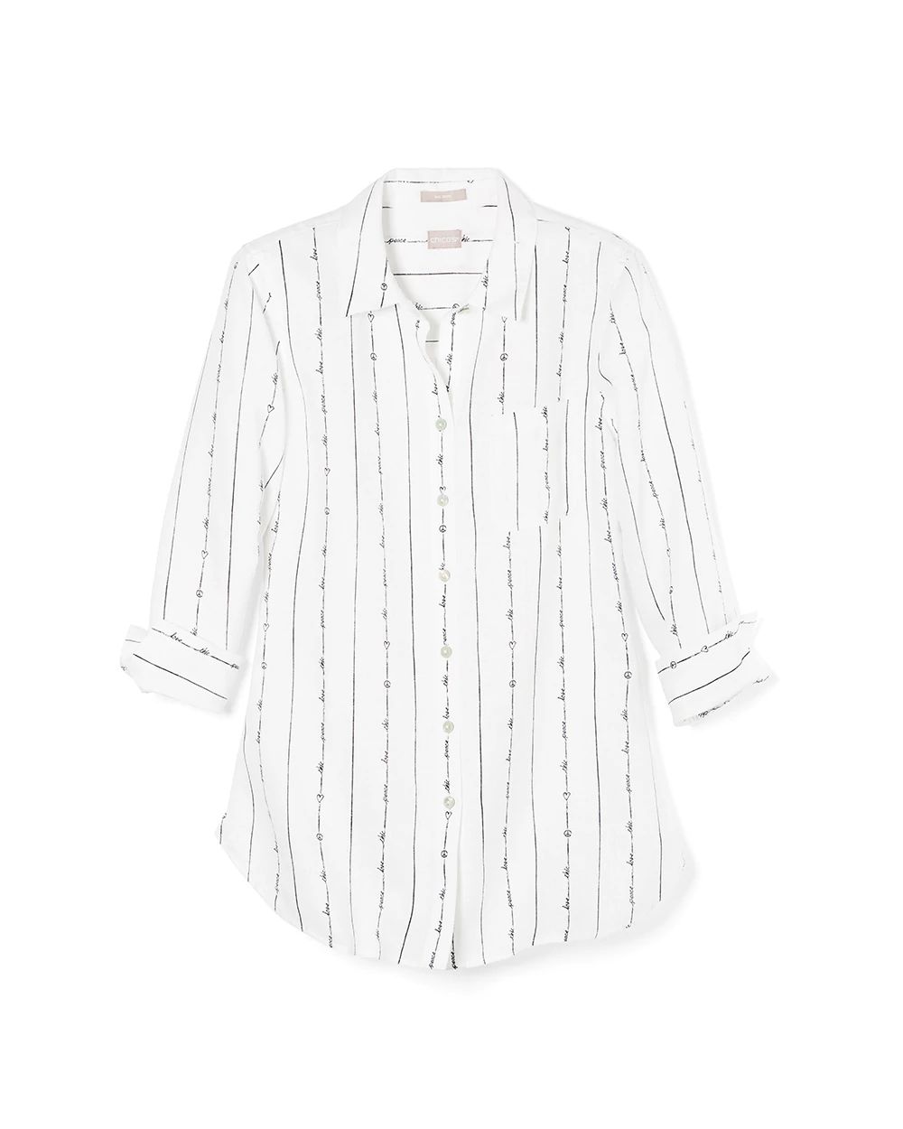 No-Iron FreshChic Linen Peace Love Chic Shirt