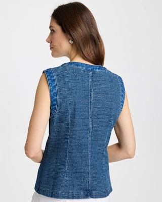 Tweed Mixed Denim Vest click to view larger image.